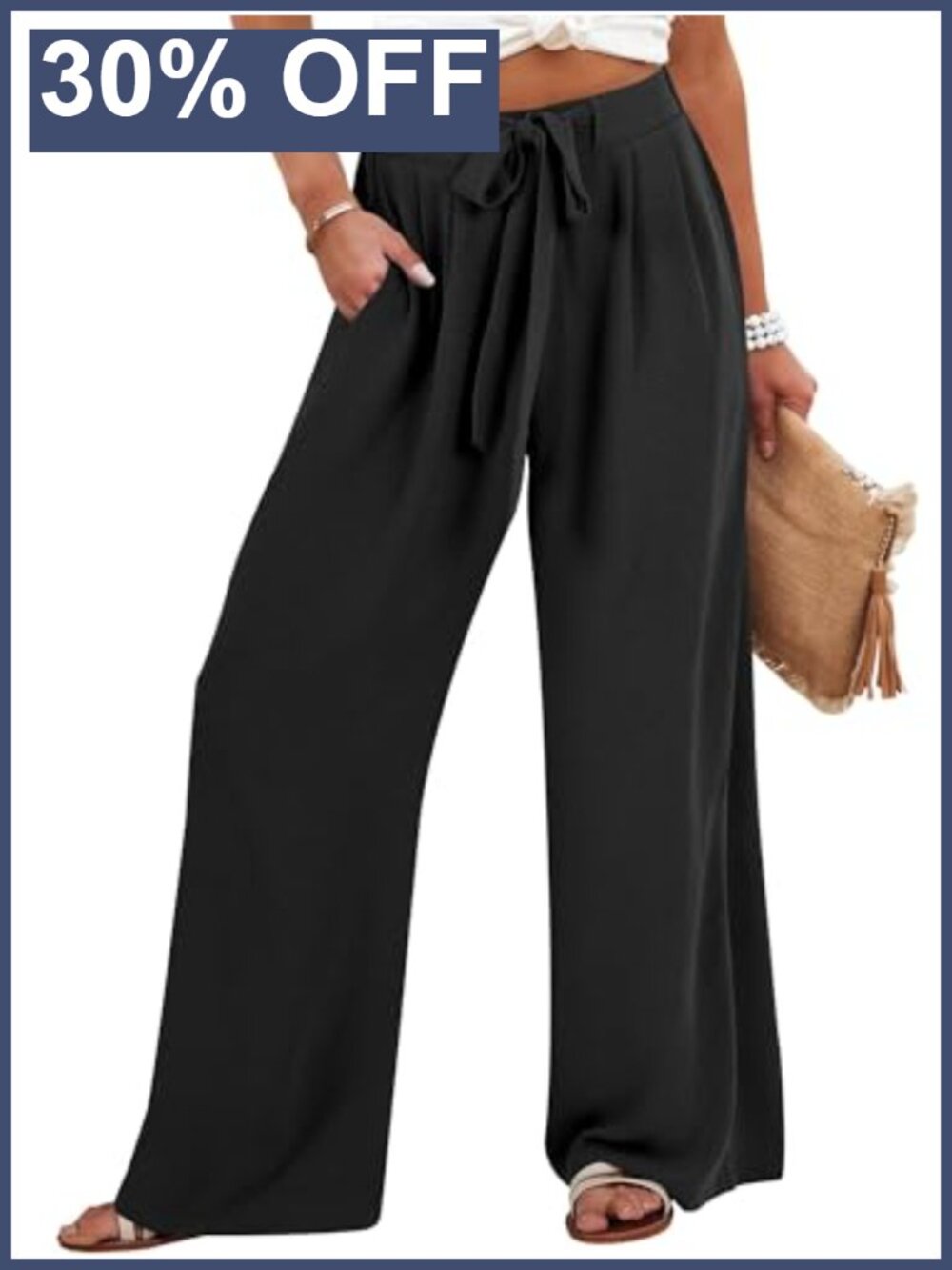 High Waist Wide Leg Palazzo Pants Summer Flowy Loose Trousers